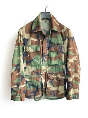 US Army Jacket Woodland Camo Cotton Blend with Pockets